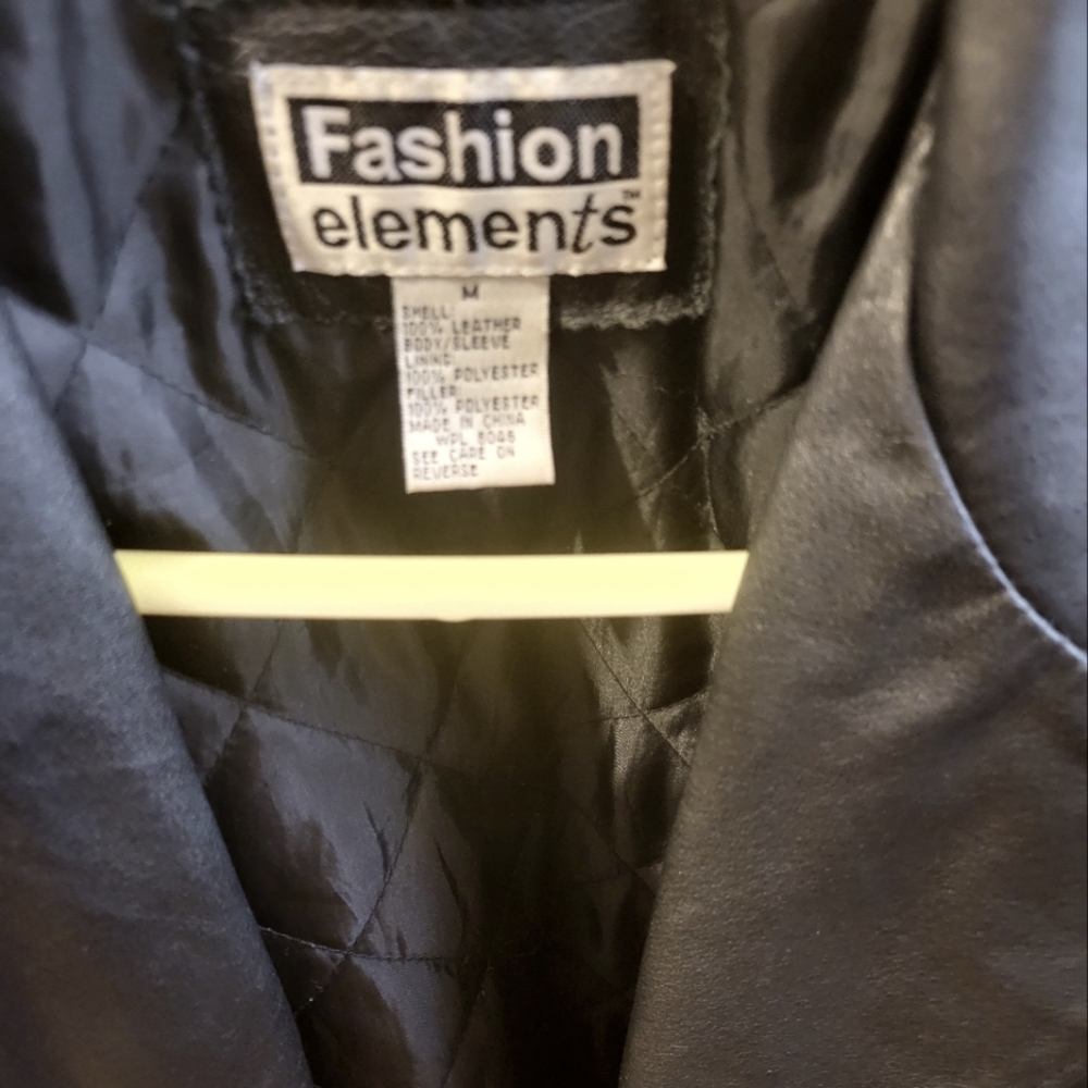 Fashion Elements Black Leather Coat Men's Size Medium Insulated